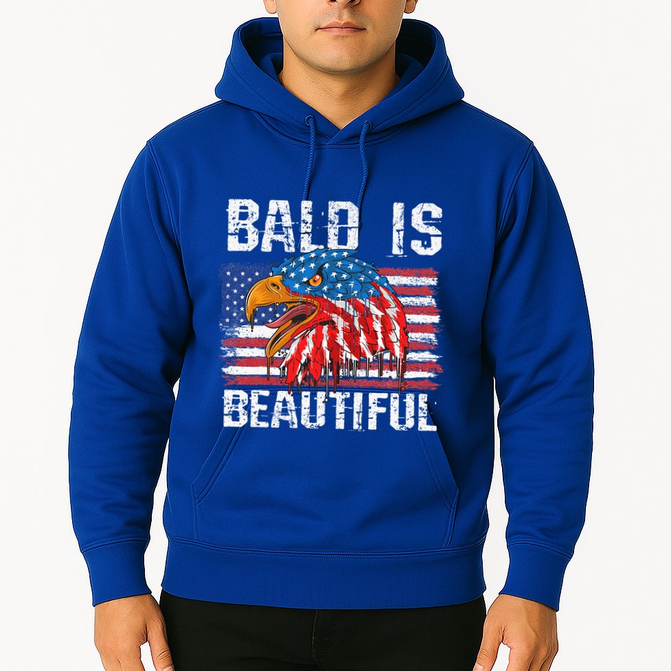 Bald Is Beautiful 4th Of July Independence Day Bald Eagle Hoodie