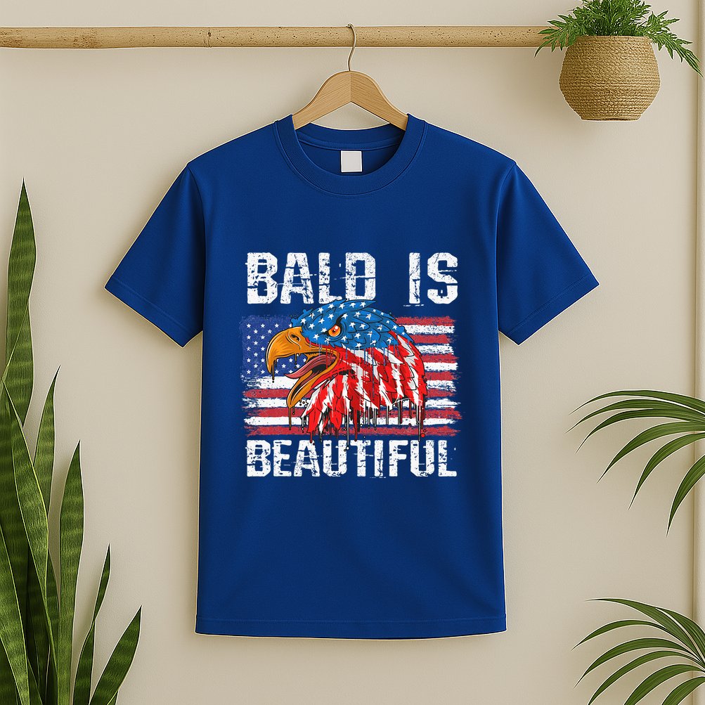 Bald Is Beautiful 4th Of July Independence Day Bald Eagle T-Shirt