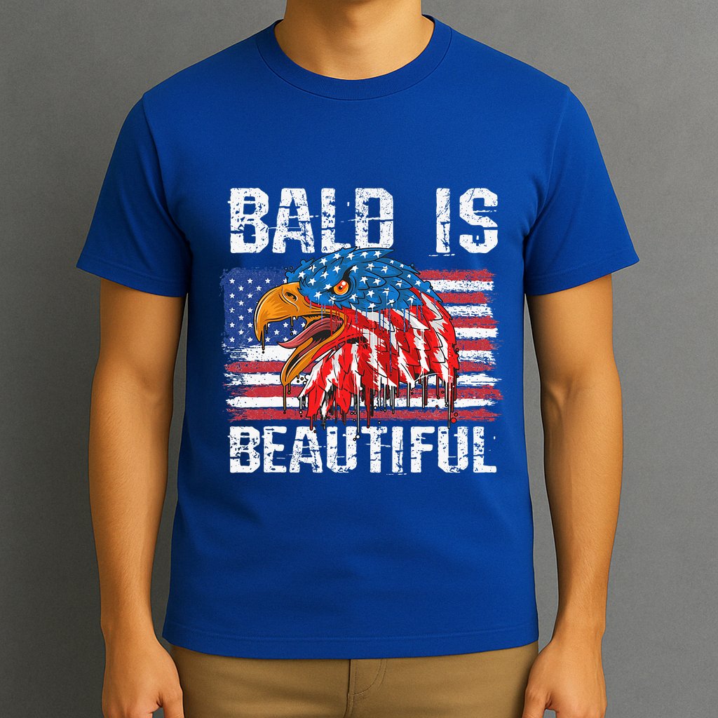Bald Is Beautiful 4th Of July Independence Day Bald Eagle T-Shirt