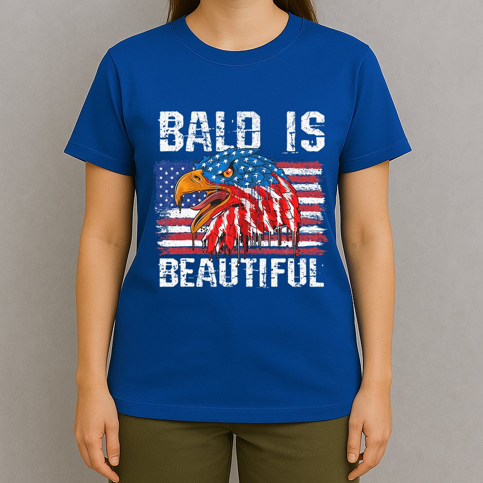 Bald Is Beautiful 4th Of July Independence Day Bald Eagle T-Shirt