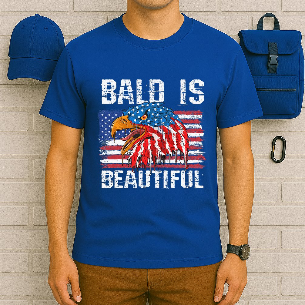 Bald Is Beautiful 4th Of July Independence Day Bald Eagle T-Shirt