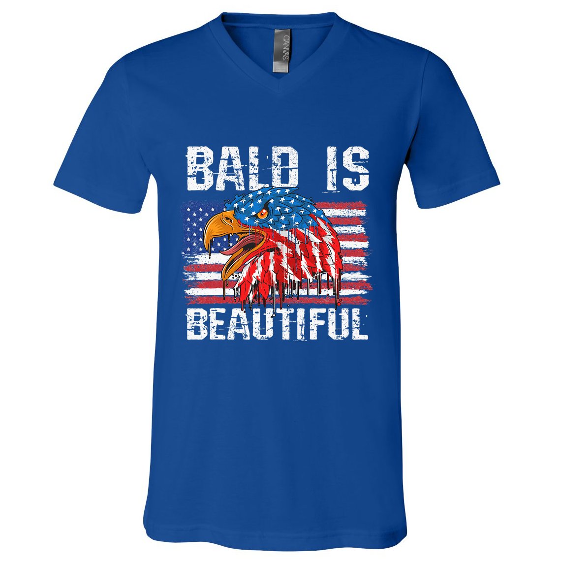 Bald Is Beautiful 4th Of July Independence Day Bald Eagle V-Neck T-Shirt