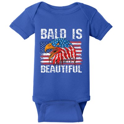 Bald Is Beautiful 4th Of July Independence Day Bald Eagle Baby Bodysuit
