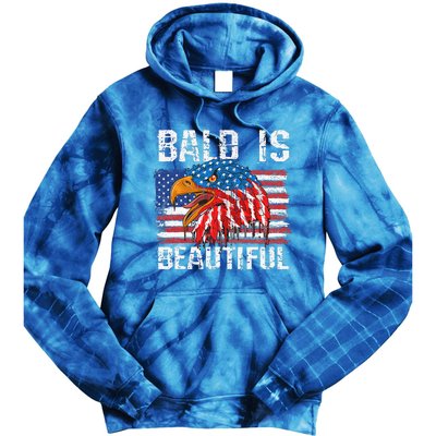 Bald Is Beautiful 4th Of July Independence Day Bald Eagle Tie Dye Hoodie