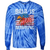 Bald Is Beautiful 4th Of July Independence Day Bald Eagle Tie-Dye Long Sleeve Shirt