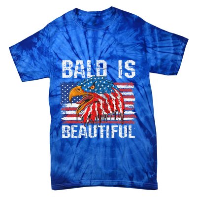 Bald Is Beautiful 4th Of July Independence Day Bald Eagle Tie-Dye T-Shirt