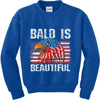 Bald Is Beautiful 4th Of July Independence Day Bald Eagle Kids Sweatshirt