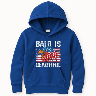 Bald Is Beautiful 4th Of July Independence Day Bald Eagle Kids Hoodie