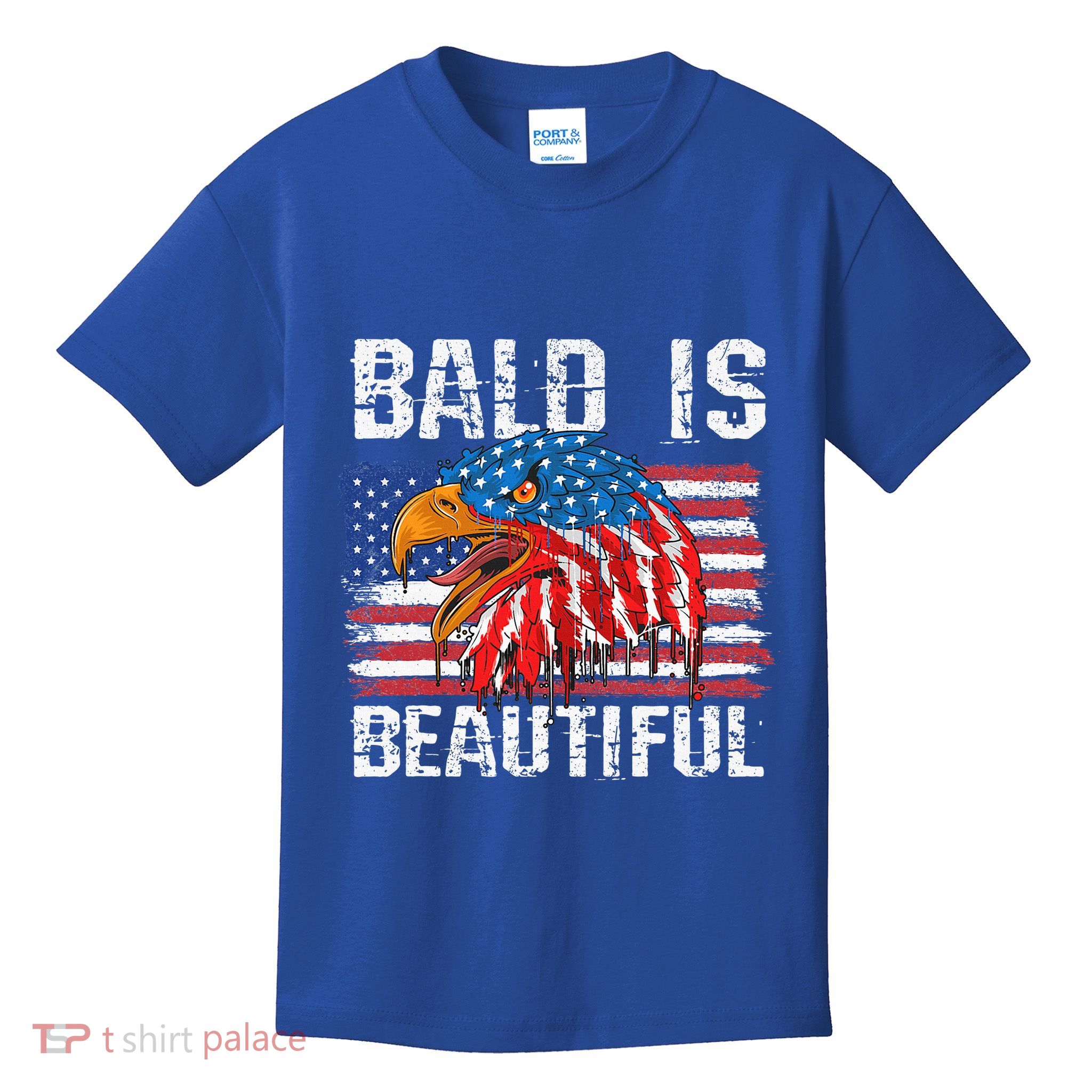 Bald Is Beautiful 4th Of July Independence Day Bald Eagle Kids T-Shirt