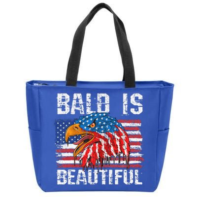 Bald Is Beautiful 4th Of July Independence Day Bald Eagle Zip Tote Bag