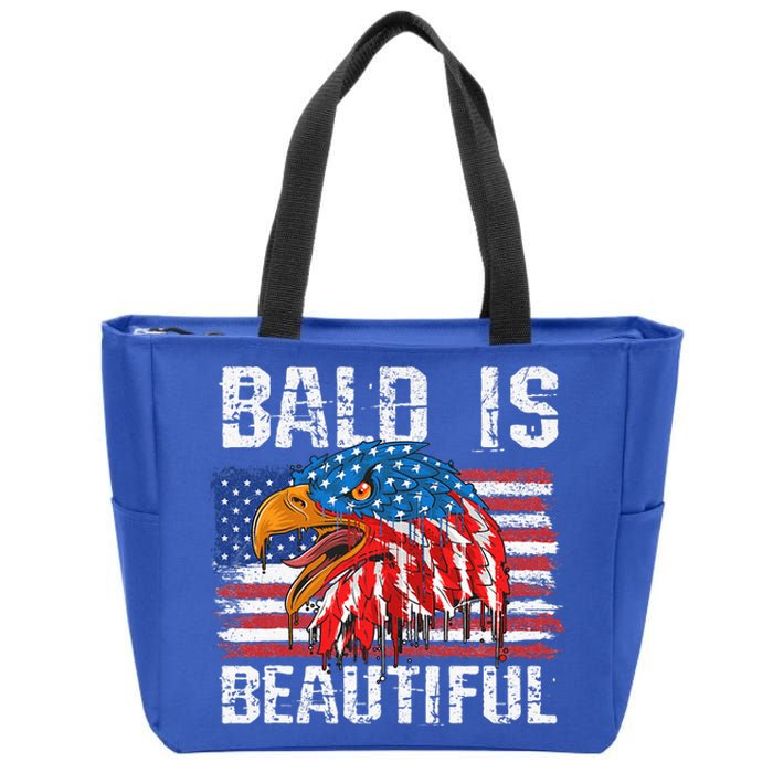 Bald Is Beautiful 4th Of July Independence Day Bald Eagle Zip Tote Bag