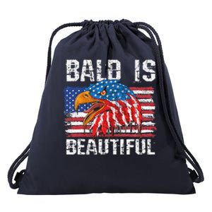 Bald Is Beautiful 4th Of July Independence Day Bald Eagle Drawstring Bag