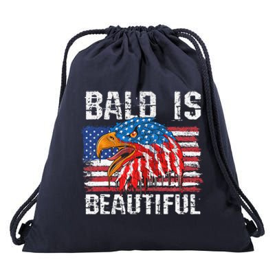 Bald Is Beautiful 4th Of July Independence Day Bald Eagle Drawstring Bag