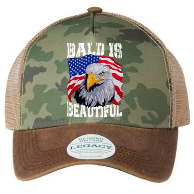 Bald Is Beautiful 4th Of July Independence Day Bald Eagle Legacy Tie Dye Trucker Hat