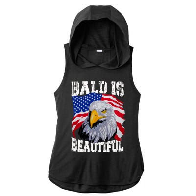 Bald Is Beautiful 4th Of July Independence Day Bald Eagle Ladies PosiCharge Tri-Blend Wicking Draft Hoodie Tank