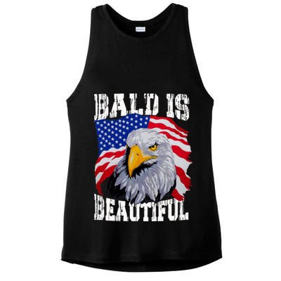 Bald Is Beautiful 4th Of July Independence Day Bald Eagle Ladies PosiCharge Tri-Blend Wicking Tank