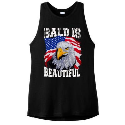 Bald Is Beautiful 4th Of July Independence Day Bald Eagle Ladies PosiCharge Tri-Blend Wicking Tank