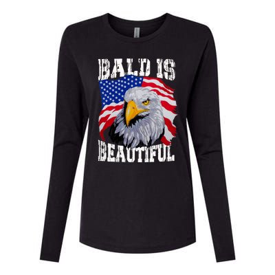 Bald Is Beautiful 4th Of July Independence Day Bald Eagle Womens Cotton Relaxed Long Sleeve T-Shirt