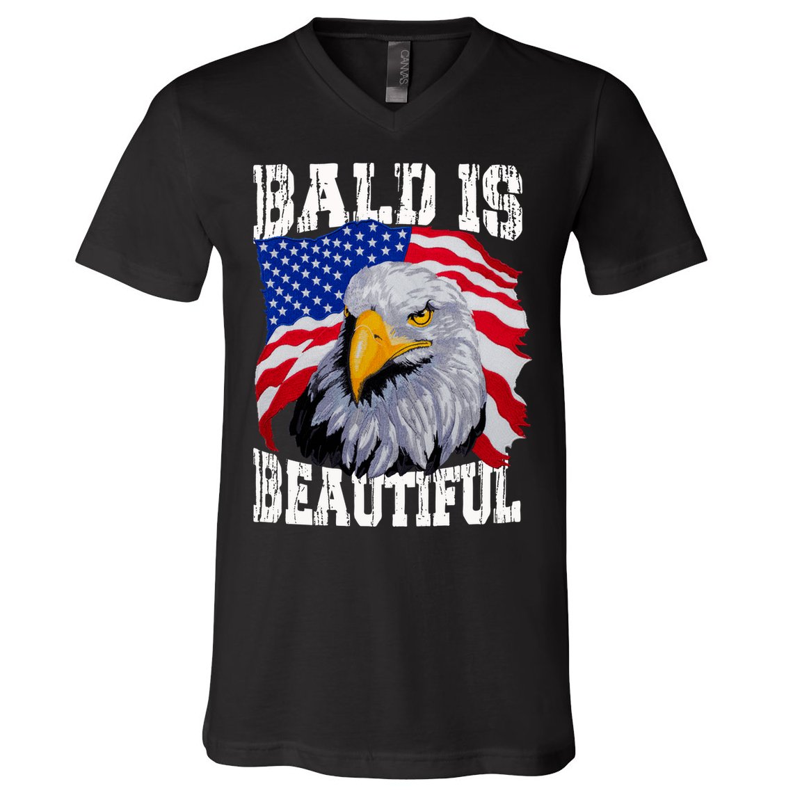Bald Is Beautiful 4th Of July Independence Day Bald Eagle V-Neck T-Shirt