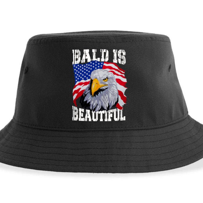 Bald Is Beautiful 4th Of July Independence Day Bald Eagle Sustainable Bucket Hat