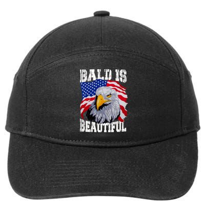Bald Is Beautiful 4th Of July Independence Day Bald Eagle 7-Panel Snapback Hat