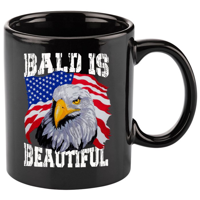 Bald Is Beautiful 4th Of July Independence Day Bald Eagle 11oz C Handle Ceramic Mug