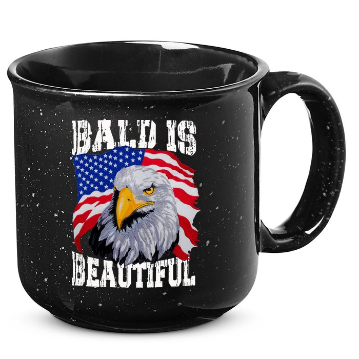 Bald Is Beautiful 4th Of July Independence Day Bald Eagle 15oz Campfire Ceramic Mug
