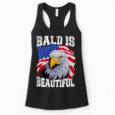 Bald Is Beautiful 4th Of July Independence Day Bald Eagle Womens Tank Top