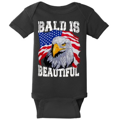 Bald Is Beautiful 4th Of July Independence Day Bald Eagle Baby Bodysuit