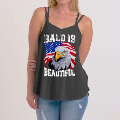 Bald Is Beautiful 4th Of July Independence Day Bald Eagle Women's Strappy Tank