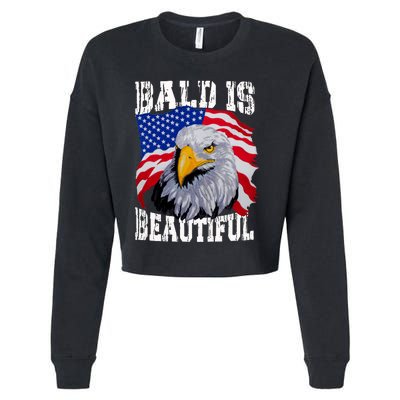 Bald Is Beautiful 4th Of July Independence Day Bald Eagle Cropped Pullover Crew