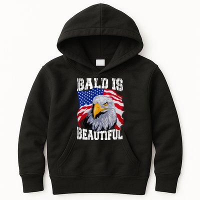 Bald Is Beautiful 4th Of July Independence Day Bald Eagle Kids Hoodie