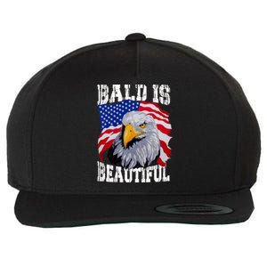 Bald Is Beautiful 4th Of July Independence Day Bald Eagle Wool Snapback Cap