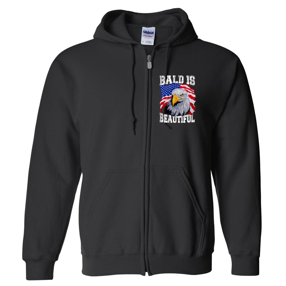 Bald Is Beautiful 4th Of July Independence Day Bald Eagle Full Zip Hoodie