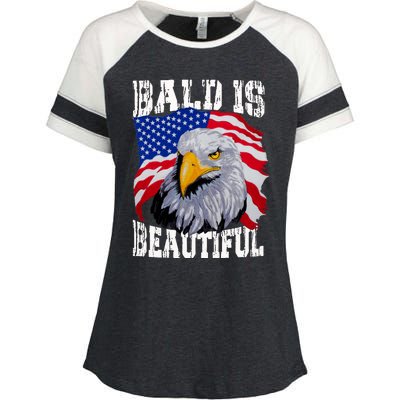 Bald Is Beautiful 4th Of July Independence Day Bald Eagle Enza Ladies Jersey Colorblock Tee