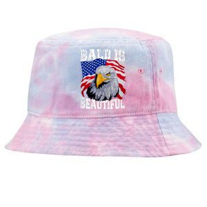 Bald Is Beautiful 4th Of July Independence Day Bald Eagle Tie-Dyed Bucket Hat