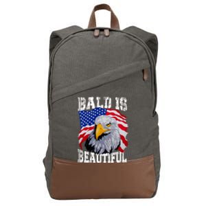 Bald Is Beautiful 4th Of July Independence Day Bald Eagle Cotton Canvas Backpack