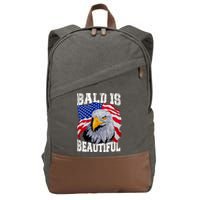 Bald Is Beautiful 4th Of July Independence Day Bald Eagle Cotton Canvas Backpack