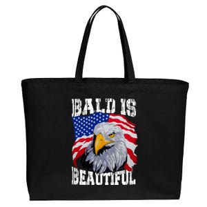 Bald Is Beautiful 4th Of July Independence Day Bald Eagle Cotton Canvas Jumbo Tote