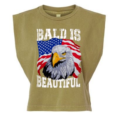 Bald Is Beautiful 4th Of July Independence Day Bald Eagle Garment-Dyed Women's Muscle Tee