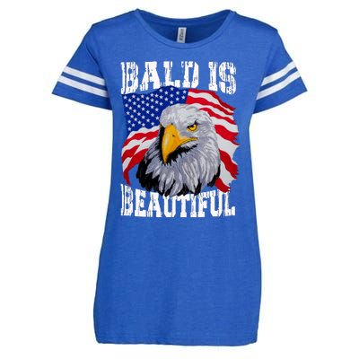 Bald Is Beautiful 4th Of July Independence Day Bald Eagle Enza Ladies Jersey Football T-Shirt