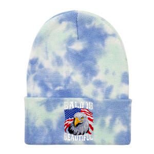 Bald Is Beautiful 4th Of July Independence Day Bald Eagle Tie Dye 12in Knit Beanie