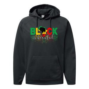 Black Is Beautiful Funny Africa Map Black History Month Performance Fleece Hoodie