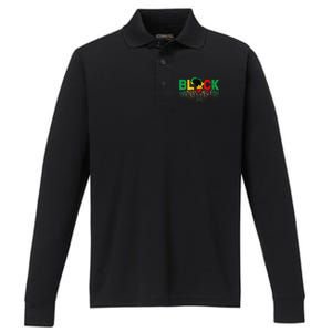 Black Is Beautiful Funny Africa Map Black History Month Performance Long Sleeve Polo