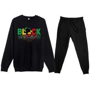 Black Is Beautiful Funny Africa Map Black History Month Premium Crewneck Sweatsuit Set