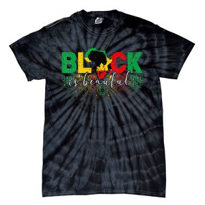 Black Is Beautiful Funny Africa Map Black History Month Tie-Dye T-Shirt