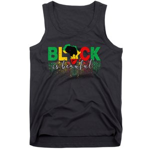 Black Is Beautiful Funny Africa Map Black History Month Tank Top