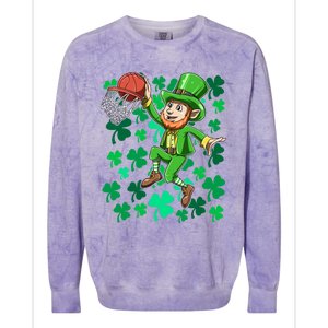 Basketball Irish Basketball Dunk Leprechaun St Patrick's Day Gift Colorblast Crewneck Sweatshirt