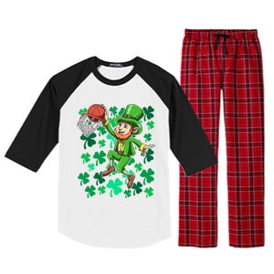 Basketball Irish Basketball Dunk Leprechaun St Patrick's Day Gift Raglan Sleeve Pajama Set