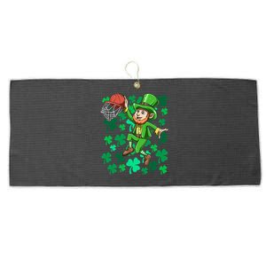 Basketball Irish Basketball Dunk Leprechaun St Patrick's Day Gift Large Microfiber Waffle Golf Towel